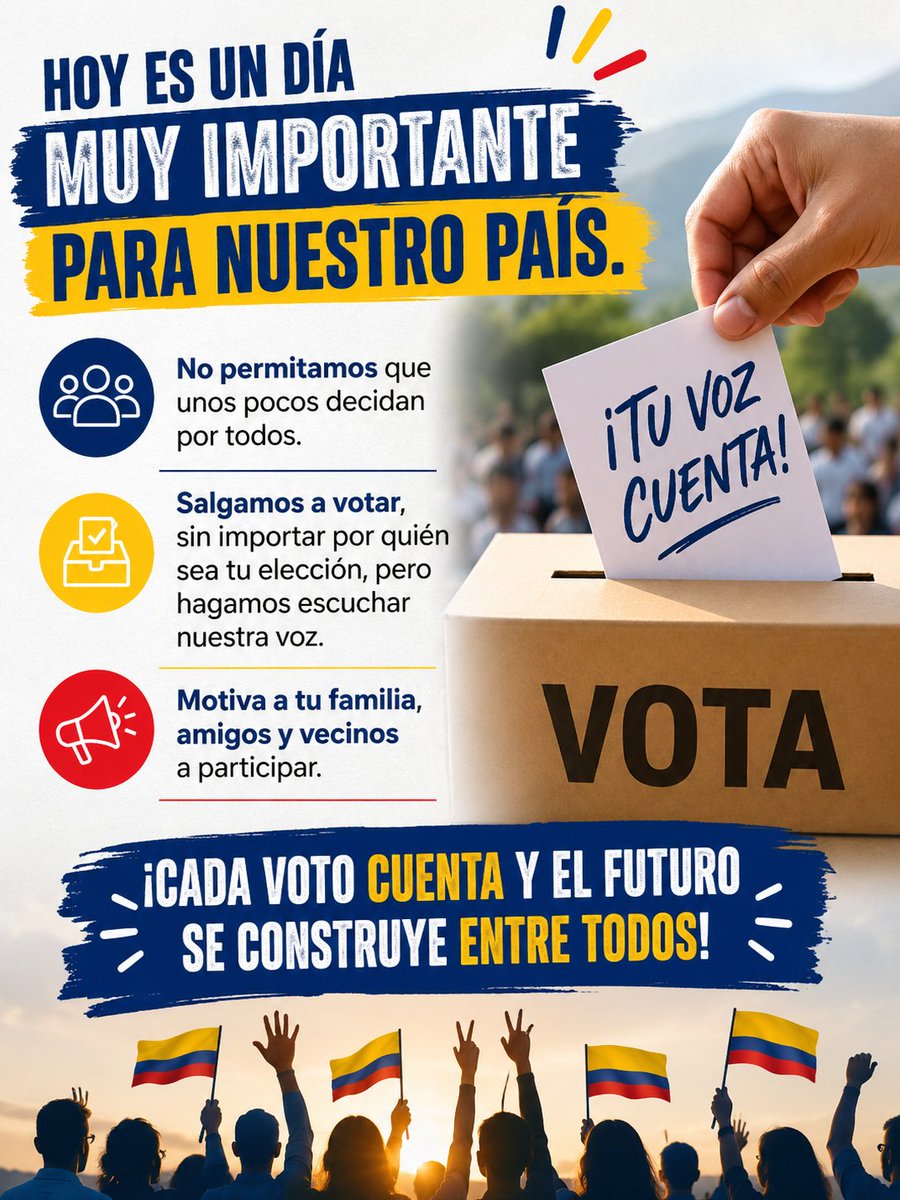 john1978j's tweet photo. Motiva salir a votar @RTVCnoticias @rcnnoticias1 @NoticiasCaracol @EnterateCali @WestCOL https://t.co/FkGcMnFBpK