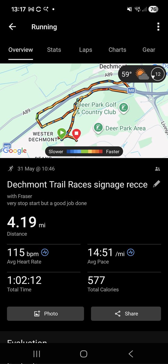 SStrath58072's tweet photo. A stop-start run round Dechmont with Race Director Fraser for a signage recce ahead of our LRC trail races. I managed to trip &amp; fall to add a bit of excitement to proceedings. Slight graze to my knee. The nettle stings from where I landed were worse 😆 @RunComPod https://t.co/onyy6wqUXB