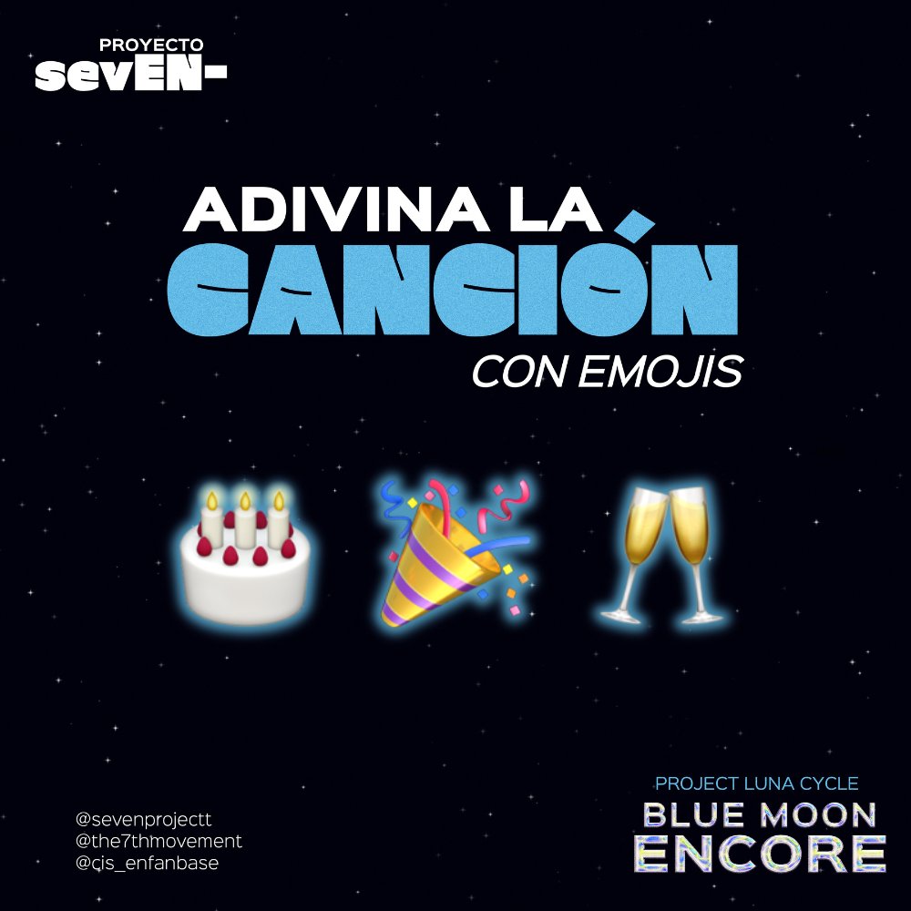 sevenprojectt's tweet photo. ¡ADIVINA LA CANCIÓN: NIVEL 3!

Subimos un escalón más en la dinámica de hoy. Dejamos atrás las opciones más evidentes para ver qué tal se os da este nuevo bloque de emojis.
¿Qué canción se esconde detrás de ellos?

Pasos para participar:

1️⃣ Observa los emojis con atención.
2️⃣ Escribe tu respuesta en los comentarios junto a los tags oficiales.

📌 Nota: La solución se publicará exactamente 15 minutos antes del siguiente nivel 

#THE_BLUE_PROMISE
#BLUE_MOON_GUIDE_US