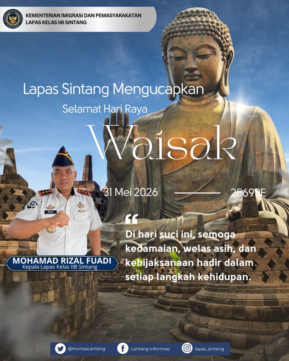 HumasLantang's tweet photo. Pemberian Remisi Khusus Hari Raya Waisak 2570 BE/2026 M bagi Warga Binaan Pemasyarakatan Lembaga Pemasyarakatan Kelas IIB Sintang. https://t.co/aV1ZJeHVqT