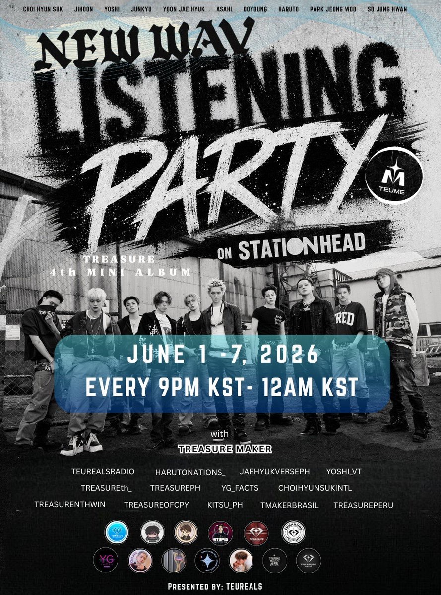jaehyukversePH's tweet photo. 🚨SPECIAL STATIONHEAD COLLABORATION🚨

📢We’re thrilled to announce our Special STATIONHEAD COLLABORATION for this comeback! 🎉 From June 1 – June 7, 9PM to 12AM KST, fanbases from all around the world will gather together for one powerful streaming event.

This collaboration is all about bringing Teumes together , boosting stream counts, multitasking while vibing, meeting new friends, and most importantly, securing that WIN for TREASURE 🏆.

Let’s unite, stream harder than ever, and show the world the unstoppable energy of Teumes. 

📢 Save the dates, spread the word, and join us live.

SEE YOU ALL ON  LIVE STREAM! LET’S MAKE TREASURE’S COMEBACK A SUCCESS! 🥳

NEW WAV D‑DAY POSTER
#WaveRidingWithTREASURE
#NEWWAV #TREASURE
@treasuremembers