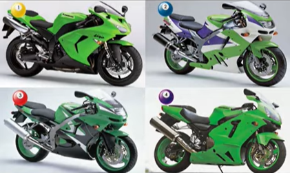 10秒クイズです！次の4つのバイクのうち、KAWASAKI NINJA ZX-6Rはどれ