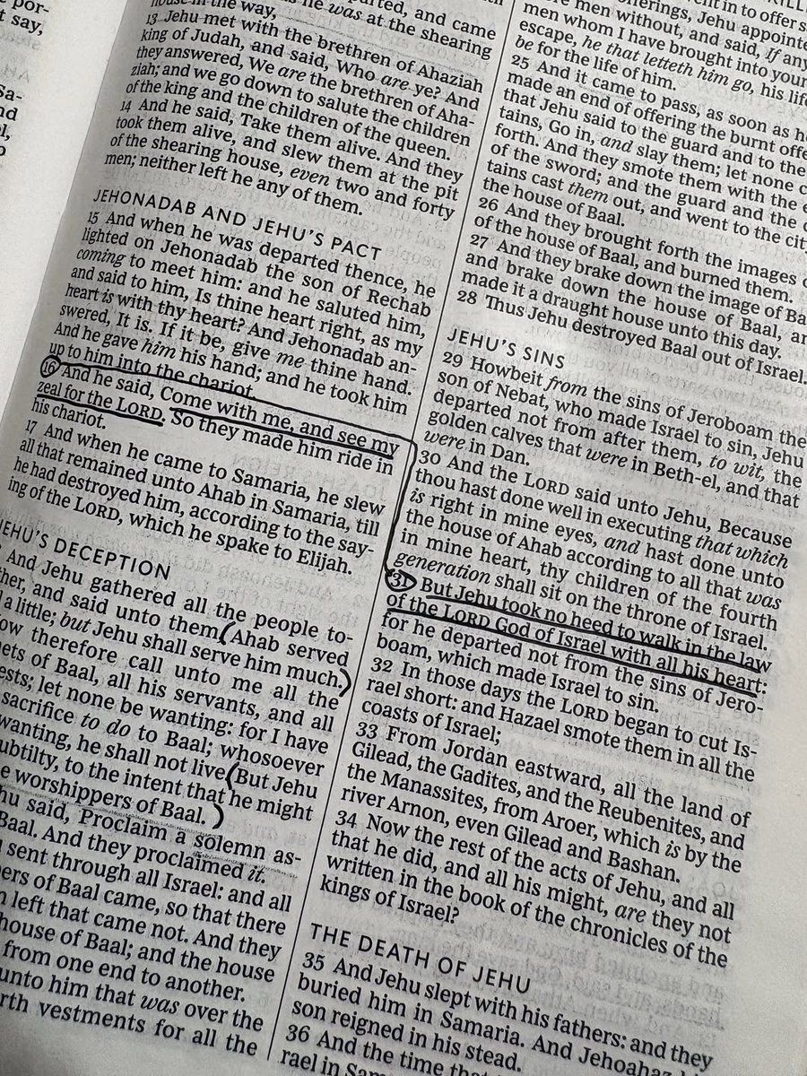 HarleySnode's tweet photo. #OTin2026 Takeaway for 5/31:

Passion that pleases God is less about what I do for God and more about what I do with His Word.

A showy, fiery zeal for the Lord will not age well if it is not anchored by a consistent walk in the Word of God with all my heart.

~ 2 Kings 10:16, 31 https://t.co/ThlFznMwzq