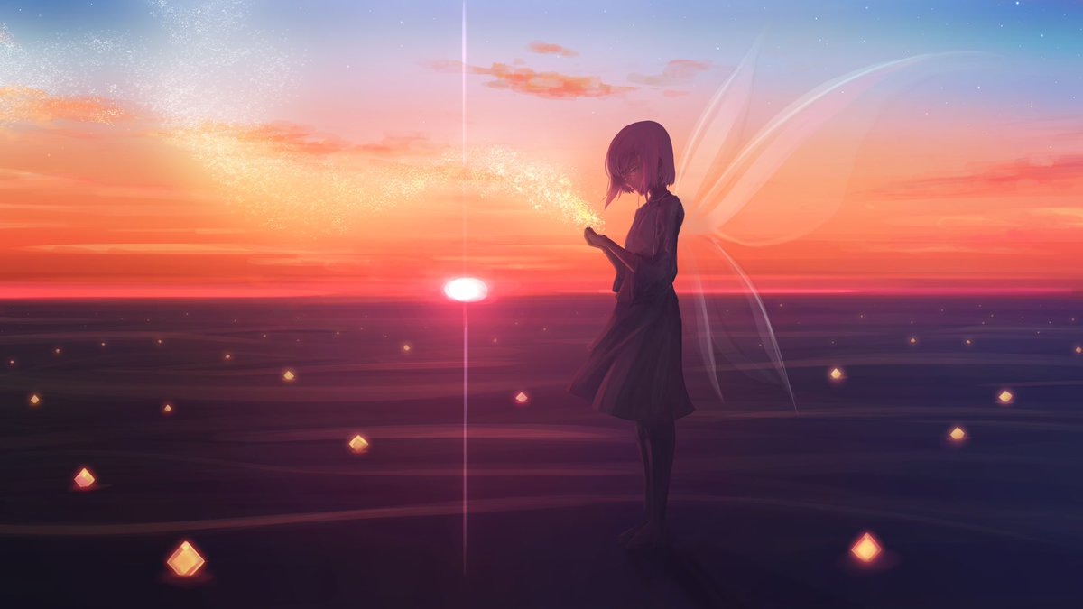 yuhack's tweet photo. 焼けた空のイラスト集🎨 https://t.co/KmloqWvh89