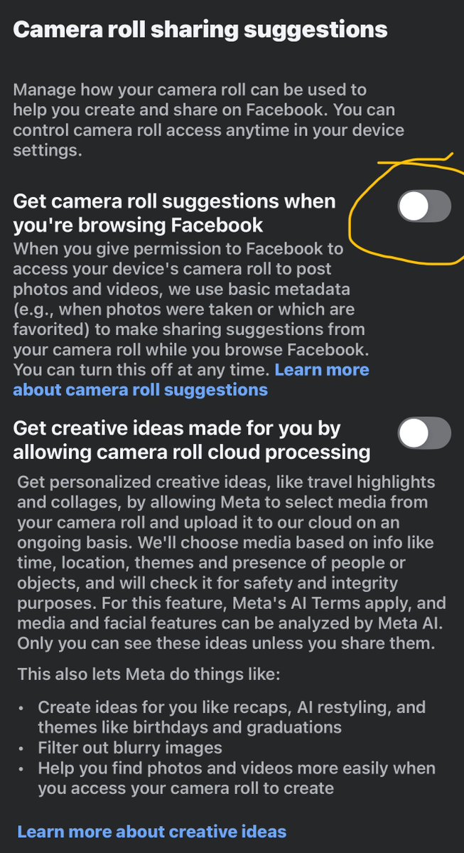 juancpedreira's tweet photo. Facebook tiene el control completo de tu fotos en el celular por “default” ‼️

Ve ahora a settings y oprimes “camera roll sharing” y elimina la opción de acceso a tus fotos. https://t.co/WuJbxSHPpf