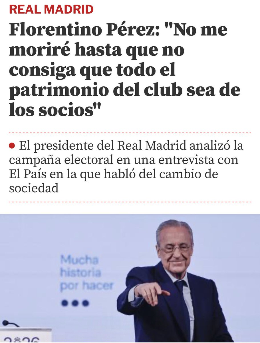 CasperLDS_'s tweet photo. 📁 ¡Florentino y el futuro del Real Madrid!

Florentino Pérez quiere que todo lo que tiene el club (Bernabéu, terrenos, todo) sea 100% de los socios.

👉🏻 No quiere vender el club a un jeque ni convertirlo en una empresa de ricos. Quiere que el Real Madrid siga siendo de sus socios, de los madridistas de siempre, pero más fuerte para poder competir con los mejores del mundo.

💡Su idea, modernizar el club, ganar mucho dinero con el estadio y las marcas, y que ese dinero sirva para seguir trayendo a los mejores jugadores… sin perder nunca el control los socios.

Eso es lo que quiere antes de irse. ❤️

#HalaMadrid #Florentino2026