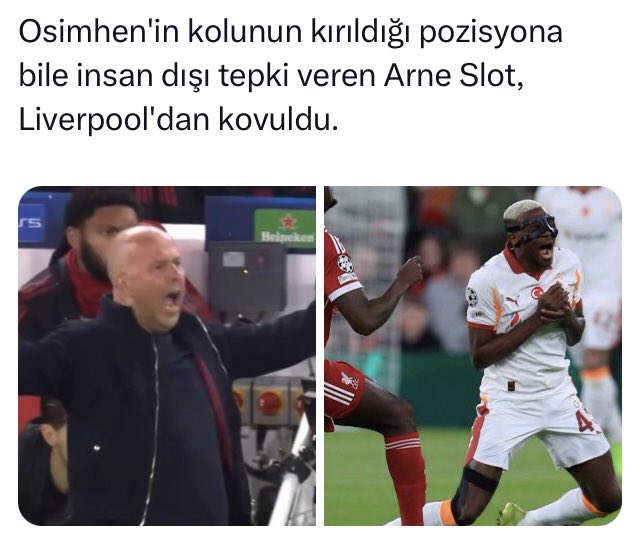 celikaslan070's tweet photo. #Liverpool bu Hollanda’yı kovmakta geç bile kaldı. GS maçında Osimhen’in kolunu kırdılar, Noa Lang’ın parmağı koptu. Bu iğrenç adam o sırada kahkahalar attı. Üstelik maçı 4. hakeme yönettirdiler. Stadyuma GS taraftarını almadılar. Bu Hollandalı istermisin FB ‘ye hoca olsun. https://t.co/3ZAlU2oewn