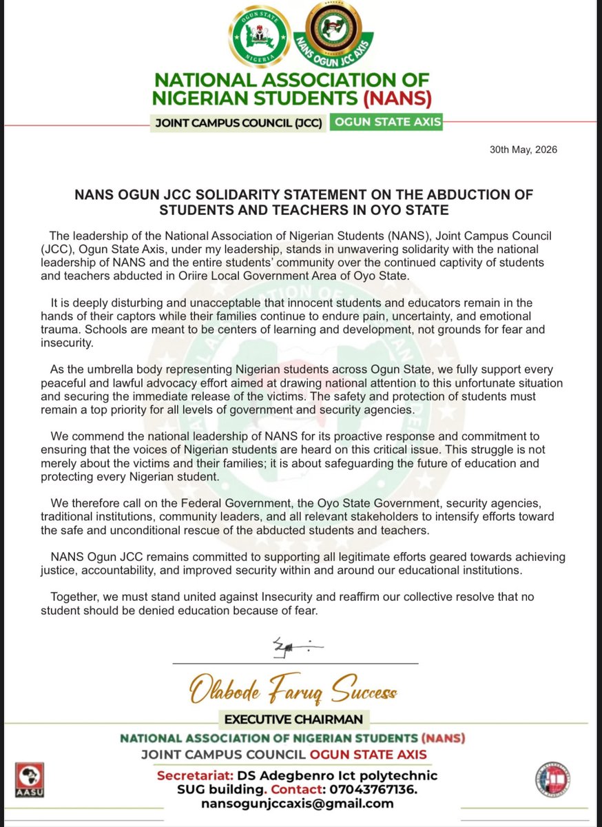 successofnans's tweet photo. NANS OGUN STANDS IN SOLIDARITY WITH NANS NATIONAL https://t.co/If1zmSHfol