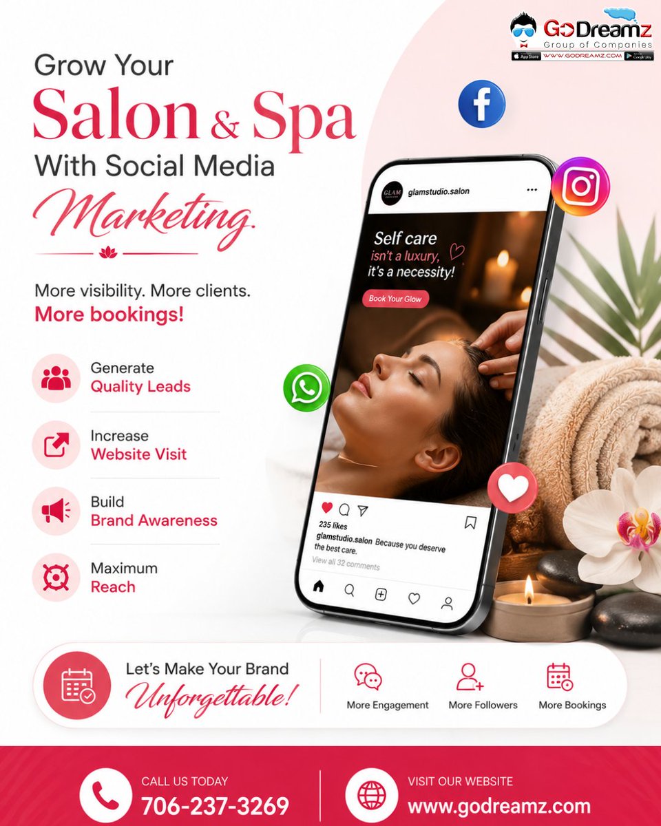 GoDreamz's tweet photo. Your next customer is already on social media. The question is—will they find your salon or spa? ✨

Go Dreamz helps salons and spas attract more local customers with creative social media content, targeted campaigns, and consistent brand visibility. https://t.co/6DqLcjynRk