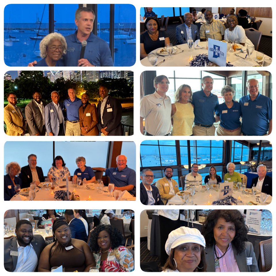 Indstatealumni's tweet photo. 🌆 A wonderful night in Chicago for the Indiana State University Alumni Association at the Chicago Yacht Club. 

💙 Thank you to Cynthia and Mamon Powers for hosting this unbelievable opportunity for the Sycamores in attendance! https://t.co/0aINUudrnk