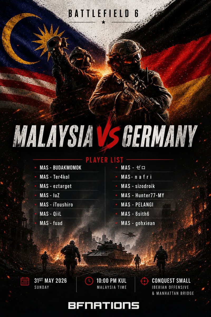 bfnations's tweet photo. For our first match today, Malaysia will be playing its first match as a national team against Germany in 1 hour!

Good luck to everyone, and have fun! https://t.co/FqwFY8Mvib