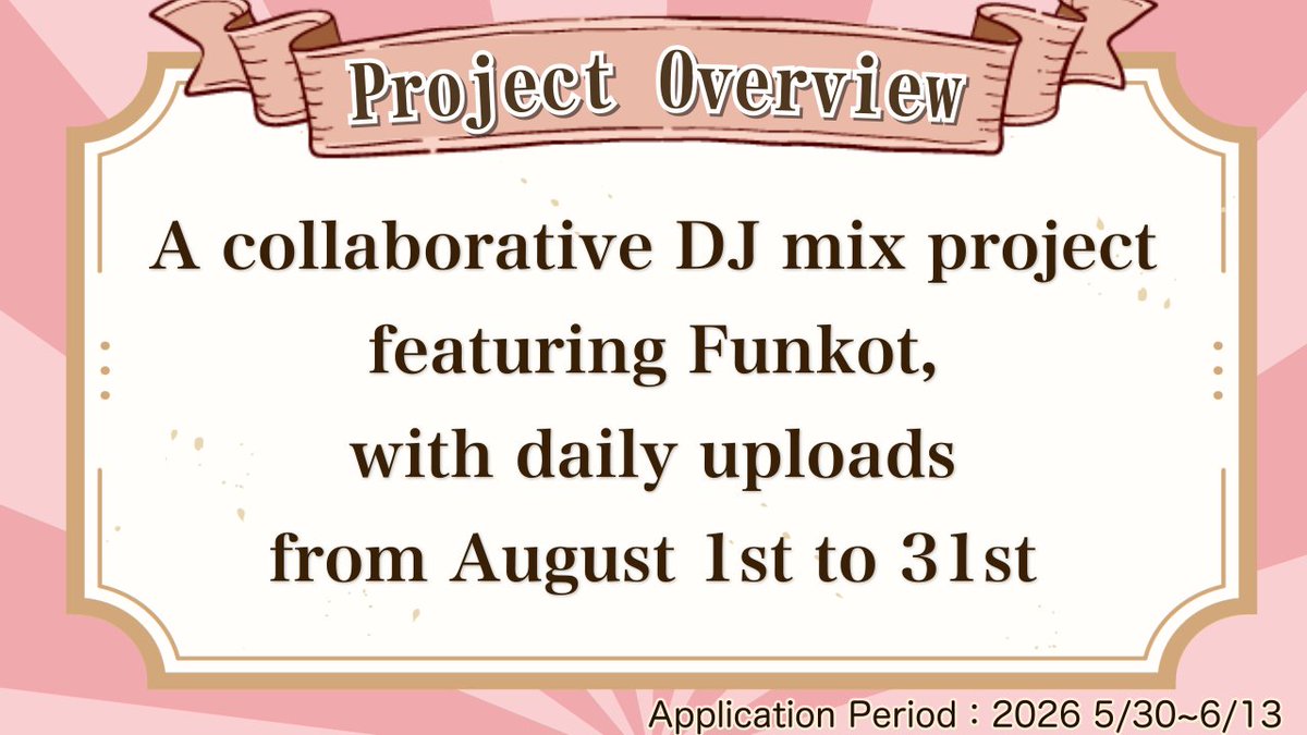FunkotChannel's tweet photo. Here’s a quick overview of the Daily Funkot Mix Project. If you’re interested, please read through and submit your entry via the Google Form!
https://t.co/On92gnQuYK https://t.co/4HRV5ckgIV