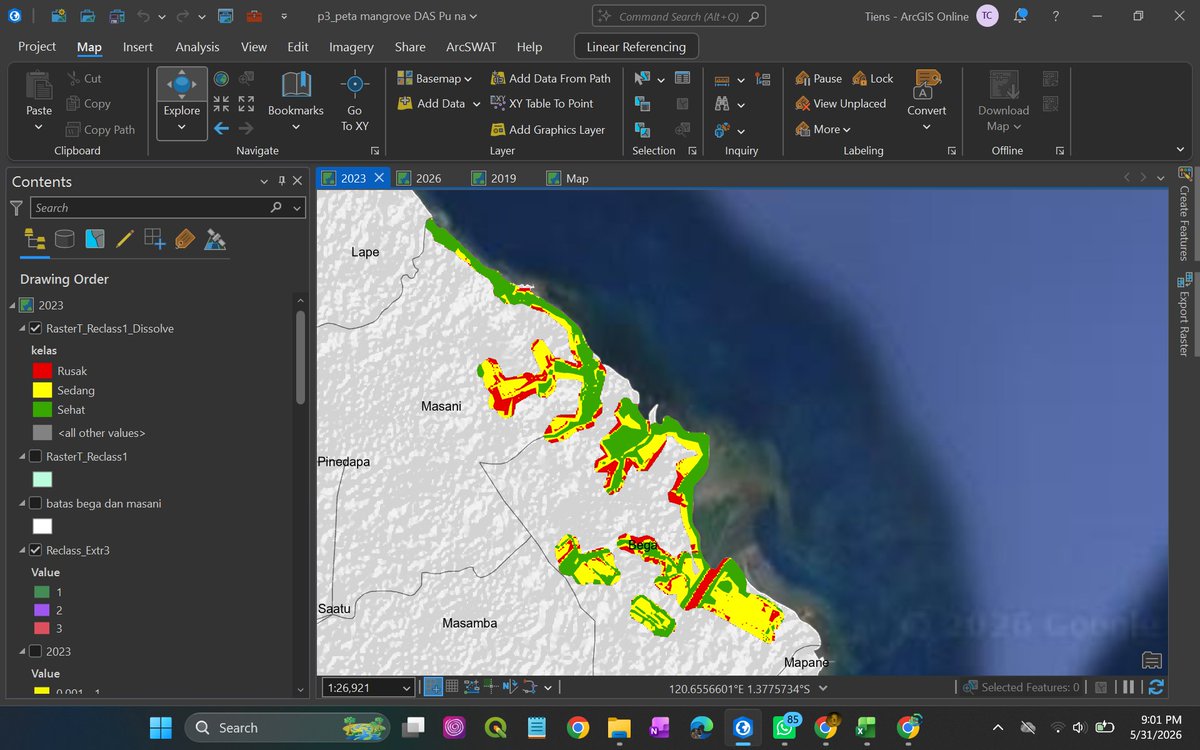 oryf_geo's tweet photo. Analisis kondisi mangrove berbasis citra satelit untuk memetakan area mangrove sehat, sedang, dan rusak. 
GIS dan penginderaan jauh memungkinkan monitoring mangrove dilakukan lebih cepat dan efisien pada wilayah yang luas.
Hubungi kami:
 https://t.co/ki20ywOcAR  #zonauang https://t.co/PbtWjWgX5Q