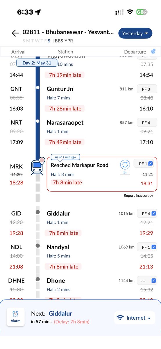 Prasant_5321's tweet photo. @DRMWaltairECoR @RailwaySeva @srdomwat @commlcontrlwat What action you have taken as till now training is running late to almost 7 hrs https://t.co/l70ZazDKP5