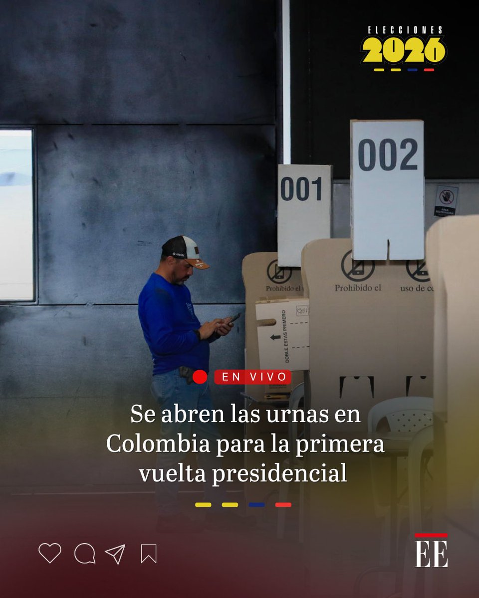 elespectador's tweet photo. 🔴 Las urnas están oficialmente abiertas.  
Desde la Plaza de Bolívar, el registrador Nacional aseguró que este 31 de mayo es la oportunidad de “mostrarle al mundo cómo se resuelven pacíficamente las diferencias políticas”. 👉https://t.co/sDE1lvi4wf