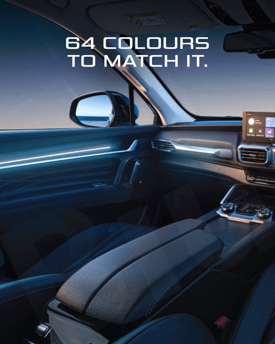 MGMotorIn's tweet photo. Every journey has a mood. Make it yours. 
The M-Lounge shifts effortlessly with you, transforming from a serene escape to a bold, immersive haven using 64 customizable ambient colours. It's your space, your rules. How are you setting the mood today?

#MGMajestor #NeverGoUnnoticed #MLounge #MGMotorIndia