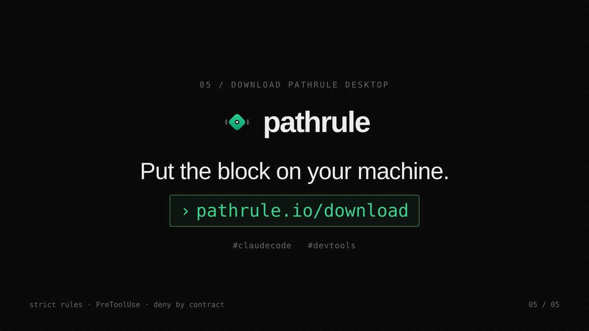 pathrule_io's tweet photo. Put the block on your machine.
https://t.co/myn5ZeLWMn

#claudecode #devtools https://t.co/Q82Gagf6wR