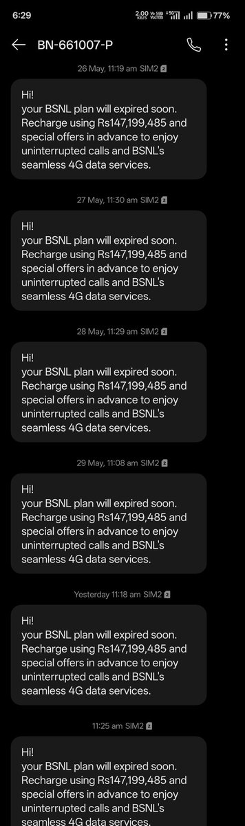 debadeep75's tweet photo. @bsnl_care Your app says my validity is active till 28th June 2026, but your SMS department seems convinced it's expiring "soon" everyday.
Why you're intentionally spamming customers with recharge messages?
Please stop the misleading alerts and fix your backend. #bsnl https://t.co/tyno9Nhy61