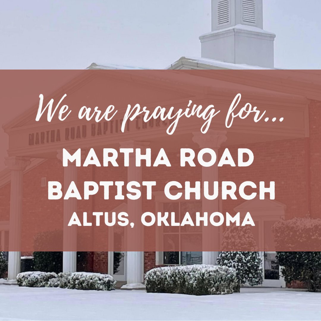 ChurchAnswers's tweet photo. We are praying for Martha Road Baptist Church in Altus, Oklahoma.
https://t.co/5npBMDh7hT https://t.co/GvySAPPPic