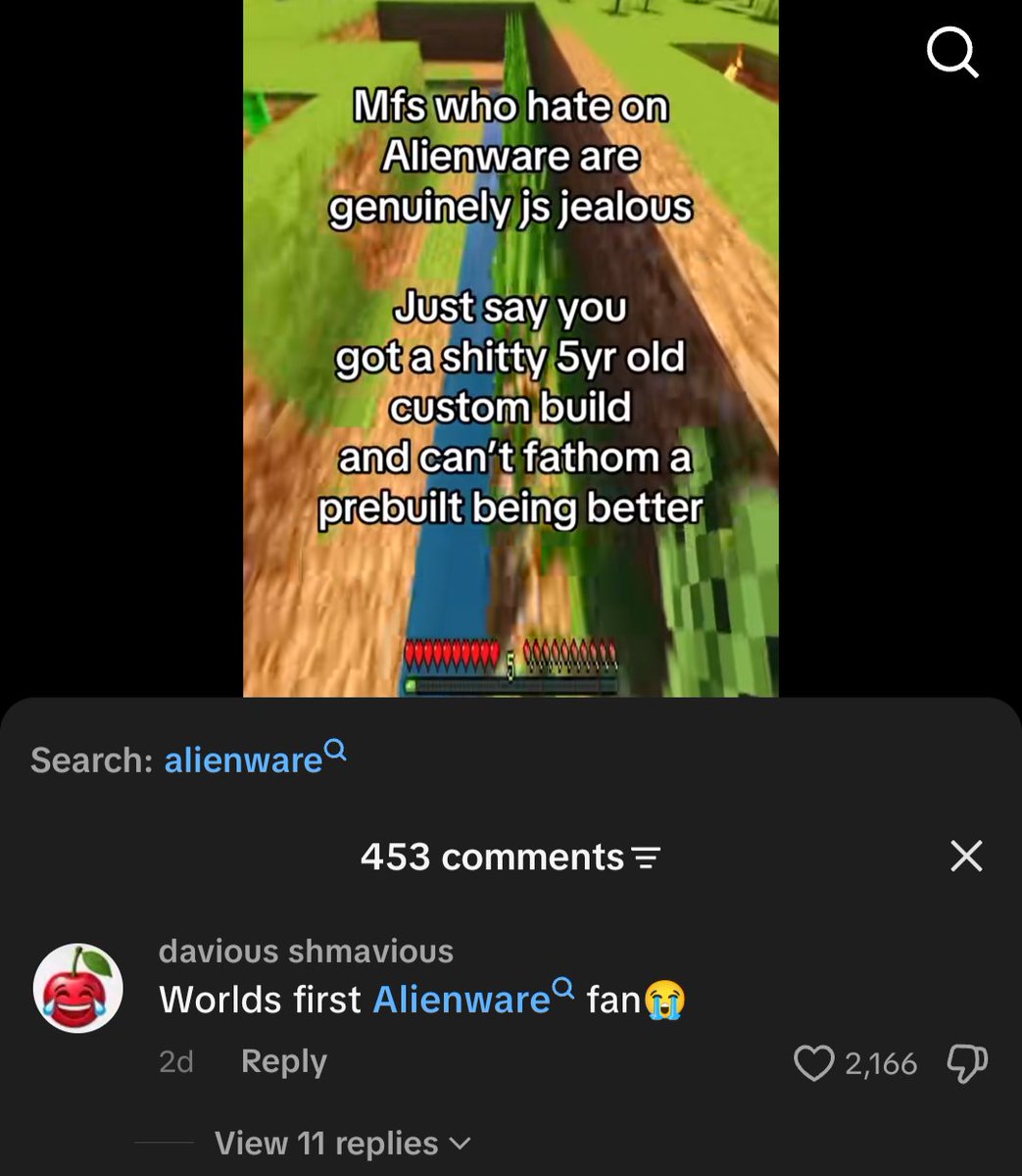 OOCTok's tweet photo. Worlds first Alienware fan😭 https://t.co/EKS6Jj0qlk