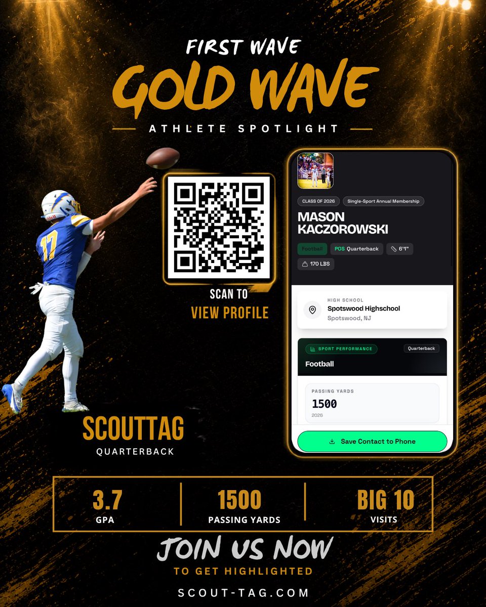 Scouttagllc's tweet photo. A talented young quarterback out of Spotswood, New Jersey, this 6’0” freshman has quickly established himself as one of the rising names to watch in the area. Coming off an outstanding freshman campaign, he has already demonstrated the poise, competitiveness, and leadership qualities coaches look for in a field general, and is firmly on pace to step into the starting quarterback role as a sophomore.

Known for his relentless work ethic, team first mentality, and natural leadership, he leads by example both on and off the field. He brings a competitive edge to every rep while earning the respect of teammates through accountability, preparation, and energy.

Already generating attention early in his career, he has participated in a Big Ten visit, showing the level of interest and exposure beginning to surround his development. With a strong foundation, high football IQ, and a commitment to continuous growth, he is a young quarterback whose trajectory points sharply upward.

A competitor, leader, and high upside prospect with his best football still very much ahead of him.