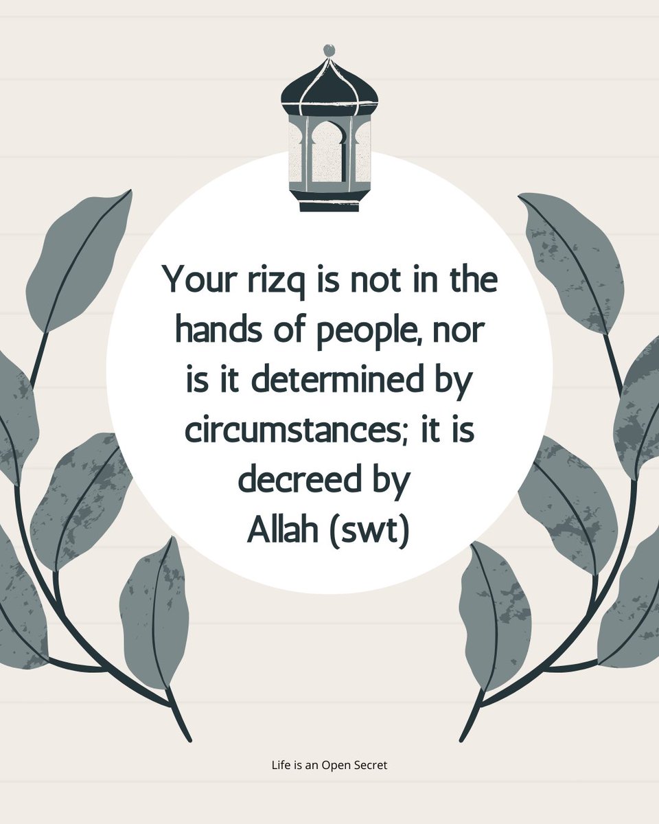 SisZabrina's tweet photo. Your rizq is not in the hands of people, nor is it determined by circumstances; it is decreed by Allah (swt).

💕🤲 https://t.co/lC8T0PLiZT