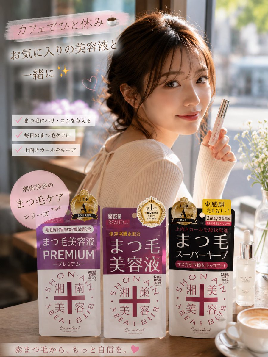 AIBeautyLab_jp's tweet photo. ✨目元の印象はまつ毛で変わる✨

毎日のまつ毛ケアで、
ハリ・コシのある印象的な目元へ😊

湘南美容のまつ毛ケアシリーズを愛用中💕

#まつ毛美容液 #美容 #コスメ紹介 https://t.co/V3hzKeRMvc