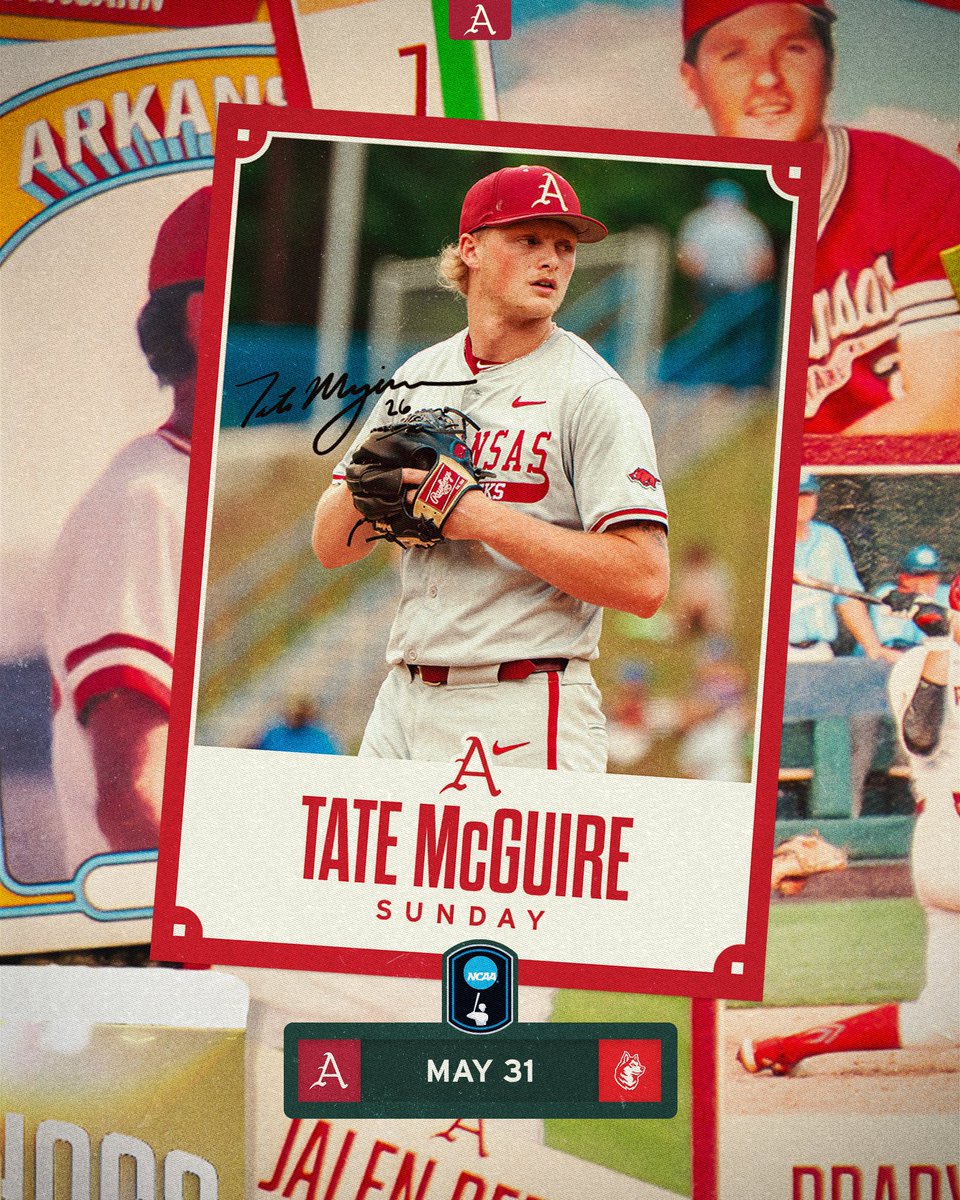 RazorbackBSB's tweet photo. Today's starter: RHP Tate McGuire https://t.co/dxD56Oe446