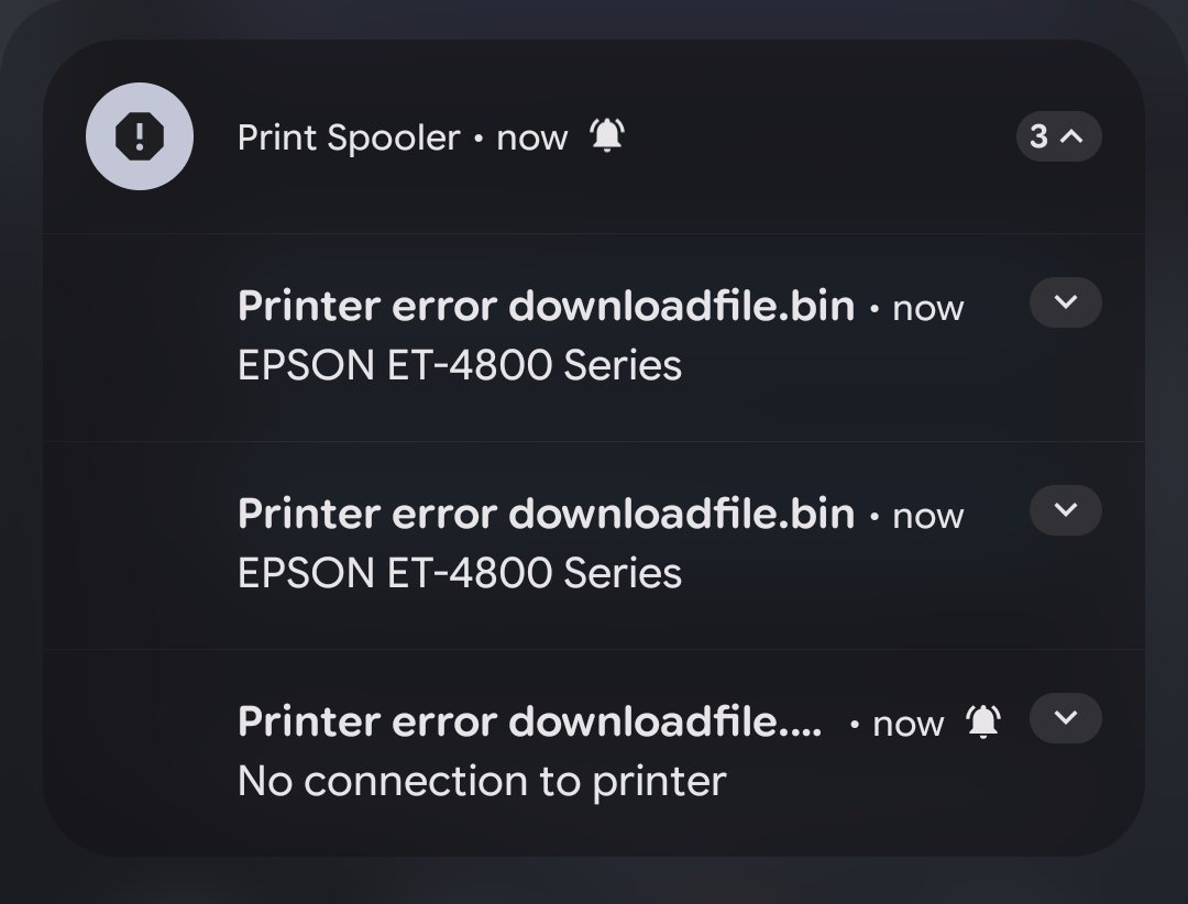mikepland's tweet photo. My printer had issues years ago, so now every time I restart my phone I get these until the end of time, I don't make the rules https://t.co/FCuoQZ8Ljp