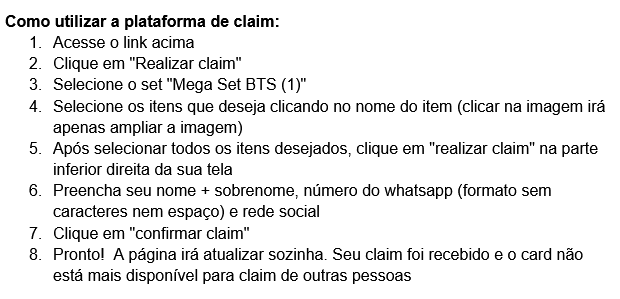 berrycegs's tweet photo. CEG INTERNACIONAL  

- Mega Set BTS (1)
- Valor: consultar na plataforma
- Pagamento: Imediato
- Claim: https://t.co/aEL4DwkbZ4
- Feedbacks no fixado
- Disponíveis: consultar na plataforma
- Instruções de como usar a plataforma + sobre a CEG nas imagens https://t.co/NIpzq7YNac