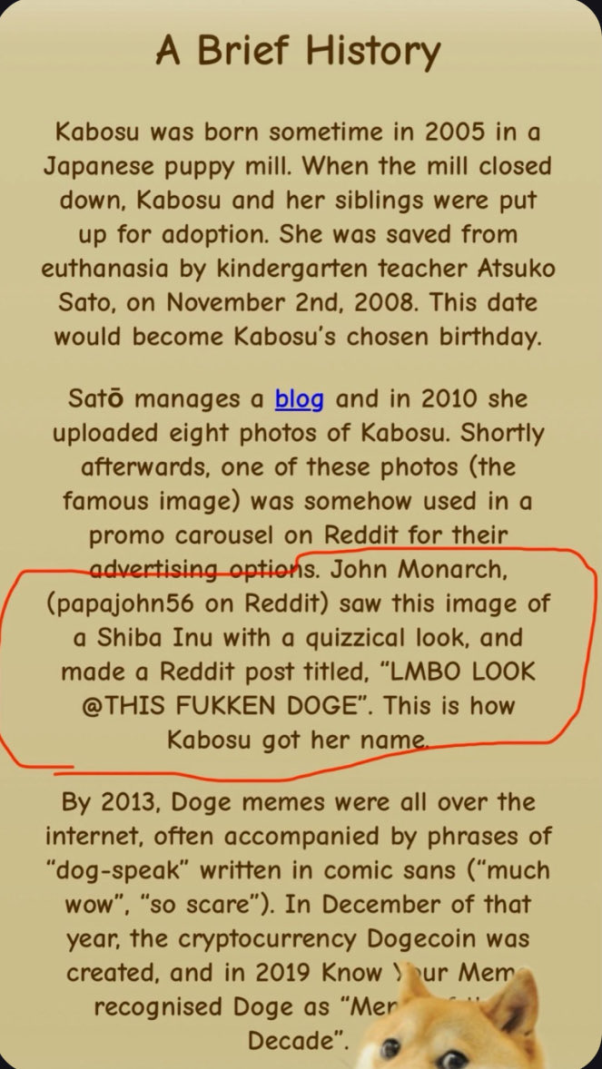 ceabsta's tweet photo. Buttcoin/HODL = 8figs

Creator of the Biggest Meme, Elon’s personal favorite &amp; inspired an $80bil asset - 1 of 1 Most impactful Lore that can never expire if the nigga behind this coin didn’t post Kabosu on Reddit calling her a Doge in 2010 memecoins wouldn’t even exist = 800k? https://t.co/US6TLCnZP6