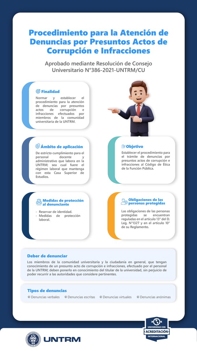 untrm's tweet photo. 🗣️Conoce el procedimiento para la atención de denuncias por presuntos actos de corrupción e infracciones de la Universidad Nacional Toribio Rodríguez de Mendoza de Amazonas. 
#SomosLaToribio https://t.co/0QoVznjGze
