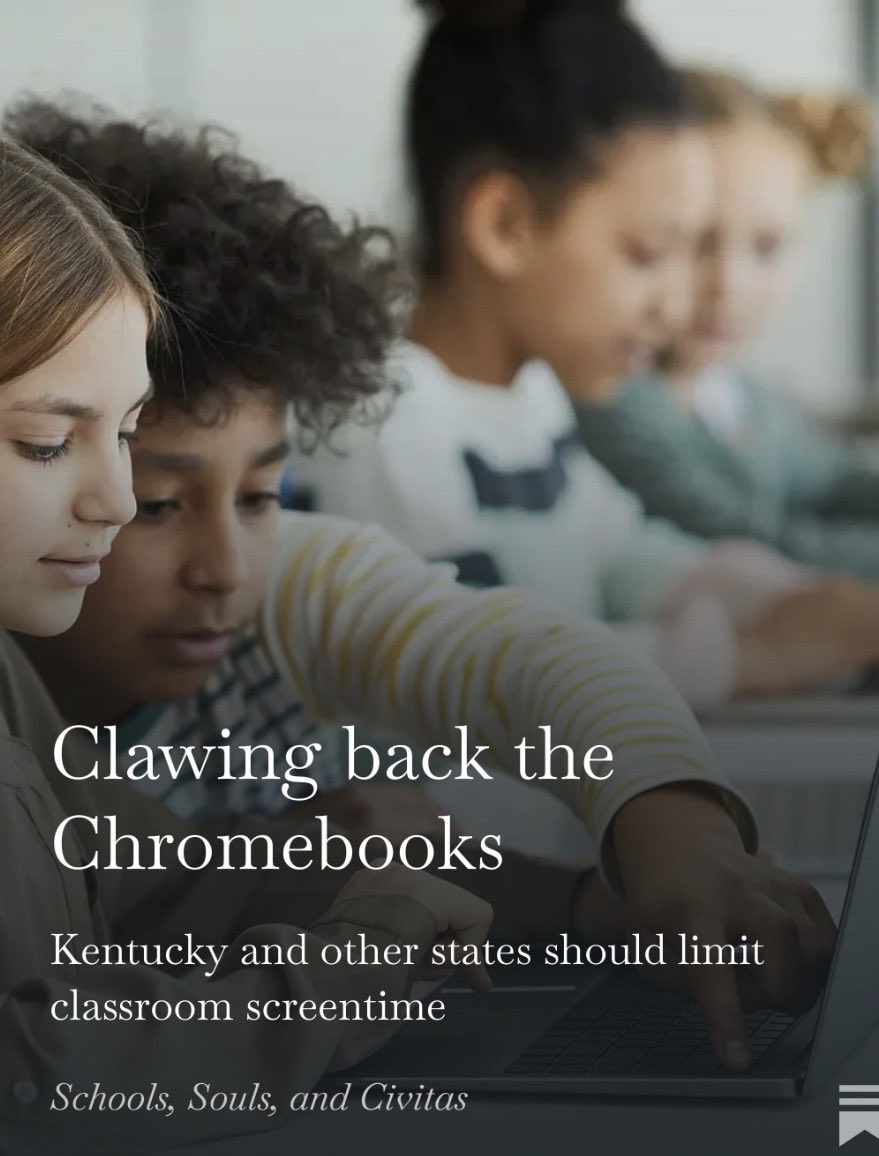 gary_houchens's tweet photo. The national trend is clear. Kentucky should respond with a common-sense, targeted policy: a cap on the amount of instructional time that students in elementary and middle grades can spend on screens in school: https://t.co/y0UbpCy5Xp https://t.co/Pcqc8h8zb8