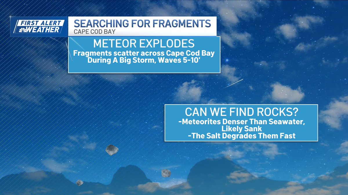 Pamelanbcboston's tweet photo. Not going to find those meteor fragments from Saturday.  The explosion was over water &amp; landed in Cape Cod Bay. https://t.co/LStYzv6FNF