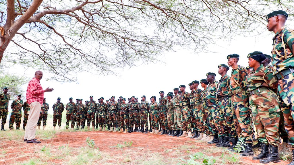 KeForestService's tweet photo. CCF Tours Wajir Ahead of Historic Madaraka Day Celebrations

@CCF_Kenya, Mr. Alex Lemarkoko, today toured Kenya Forest Service offices in Wajir County ahead of this year’s Madaraka Day celebrations, which will be hosted in the region for the first time in the country’s history.

Accompanied by senior KFS officers, including Commandant Mohammed A. Mohammed, the CCF met officers selected for the match-pass parade and encouraged them to represent the Service with professionalism and distinction during the national celebrations.

Mr. Lemarkoko also received a briefing from County Forest Conservator Mr. Samuel Ebeiwa on ongoing the progress in tree-growing programmes, seedling production efforts, and other conservation and landscape restoration activities being undertaken by the Service to enhance forest and tree cover in the arid and semi-arid region.

The visit forms part of ongoing engagements by the Kenya Forest Service leadership aimed at monitoring field operations, supporting staff, and strengthening the Service’s contribution to national development and environmental conservation.