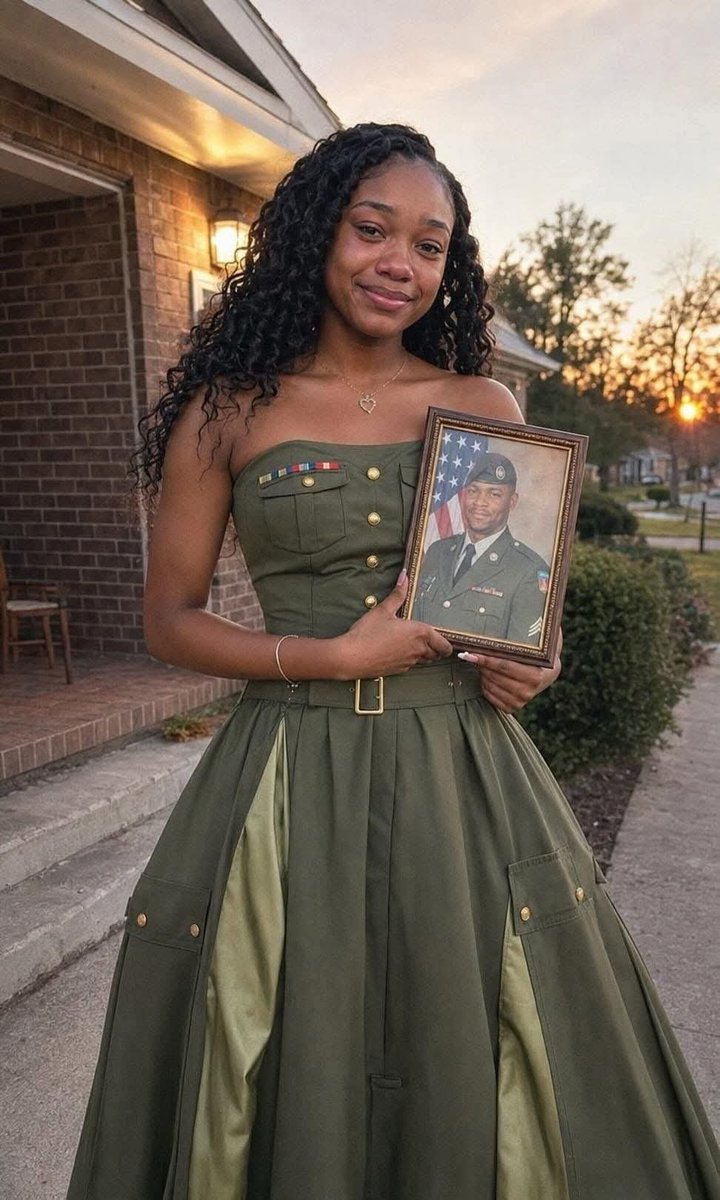 She had her prom dress made from her late father's military uniform