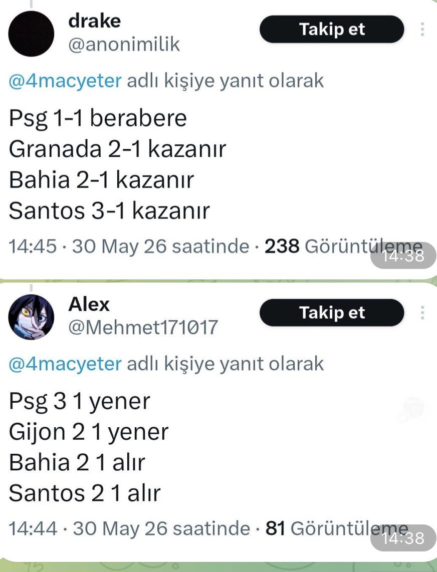 4macyeter's tweet photo. 30 MAYIS GÜNÜN KAHİNLERİ 🥳

1) @anonimilik 

2) @Mehmet171017 

Bu 2 kişiden Dm bekliyorum.

Birazdan diğer etkinliği paylaşacağım.

Her gün skor yorumunu yaz,Günün Kahini ol https://t.co/UX6Foblr77