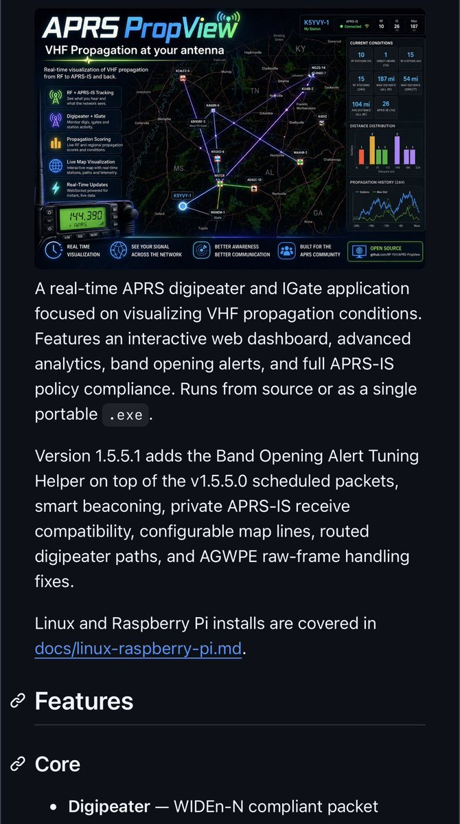 thek5yvy's tweet photo. #APRS PropView has had a load of updates and feature additions. Use it mobile with smart beaconing, click station on map and send message, band opening alert settings helper, and so much more. Grab v1.5.5.1 and check it out! https://t.co/UVoy7TtuDE https://t.co/t31ntd0Q6M