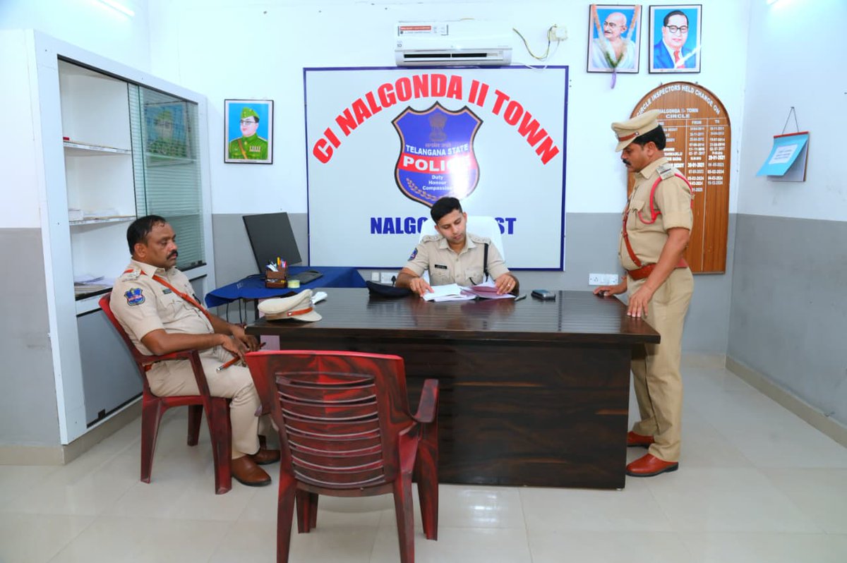NalgondaCop's tweet photo. SP sir Conducts Surprise Inspection of Nalgonda DSP and Two Town CI Offices
Nalgonda District Superintendent of Police, Shri Sharath Chandra Pawar, IPS. conducted a surprise inspection of the Nalgonda DSP Office and Two Town CI Office to review administrative functioning, case investigation progress, and record management.
During the inspection, the SP sir examined grave crime files, pending case records, and SC/ST Atrocity case files, directing officers to expedite investigations and ensure timely justice for victims. And also reviewed the progress of investigations into murder, robbery, crimes against women and children, and cybercrime cases, emphasizing quality investigations backed by strong evidence to secure convictions.
The SP sir further assessed CCTNS data entry, digital record maintenance, court case follow-up, and warrant execution, instructing officers to work responsibly and strengthen public confidence in the police. SP sir reiterated that negligence in maintaining law and order will not be tolerated and directed all officers to remain accessible to the public and resolve grievances promptly.

The inspection was attended by DSP Shivaram Reddy, Two Town CI Raghava Rao, and other police personnel.

#Nalgonda_District_Police
#Sharat_Chandra_Pawar_IPS
#NalgondaPolice #NalgondaSP #SharathChandraPawarIPS #PoliceInspection #LawAndOrder #CrimeControl #SCSTAtrocityCases #CyberCrime #WomenSafety #ChildSafety #JusticeForVictims #PoliceAdministration #CCTNS #PublicSafety #CrimeInvestigation #TelanganaPolice #Nalgonda #PoliceReforms #GoodGovernance #CommunityPolicing #PublicTrust #LawEnforcement #PoliceNews #CrimeReview #TelanganaNews #PoliceDepartment #SafetyAndSecurity #Investigation #PoliceUpdates #IndiaPolice