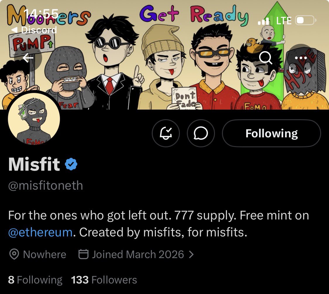 KryptDaO's tweet photo. Early Alpha: @misfitoneth 

For the ones who got left out.Created by misfits, for misfits.

Mint details:
Supply: 777
Mint price: free mint 
Mint date: TBA

To position:
– Follow @misfitoneth
– Turn on notifications 🔔 

GOODLUCK https://t.co/9XdLbYcnV2