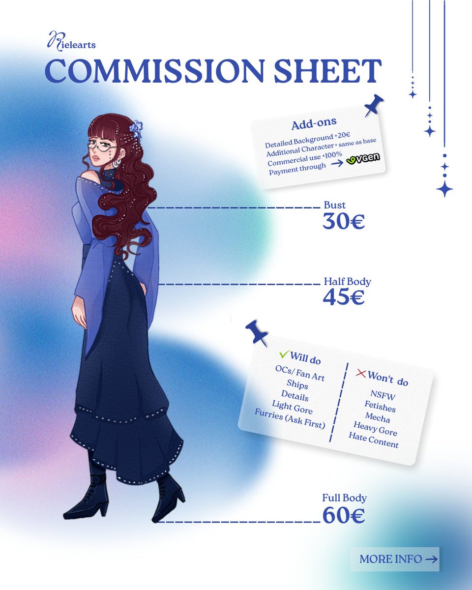 rielearts's tweet photo. After a 3 years break from commissions, I finally reopening them!🫣💫🎀

Feel free to check out my commission listing on vgen, and don't hesitate to DM me if you have any questions! <3

#vgen #commissions #artist #fypp #fyp https://t.co/F0aBOrcNhG