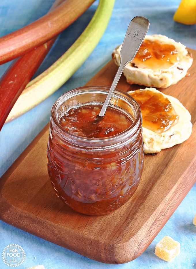 FabFood4All's tweet photo. Taste the deliciousness of my Rhubarb &amp; Ginger Jam – the prize-winning recipe that's pectin-free! 🏆🍯 https://t.co/1Pkh8EZNWu #rhubarbjam #rhubarb #jam #ginger #jammaking #preserves https://t.co/SXuiEPm7uo