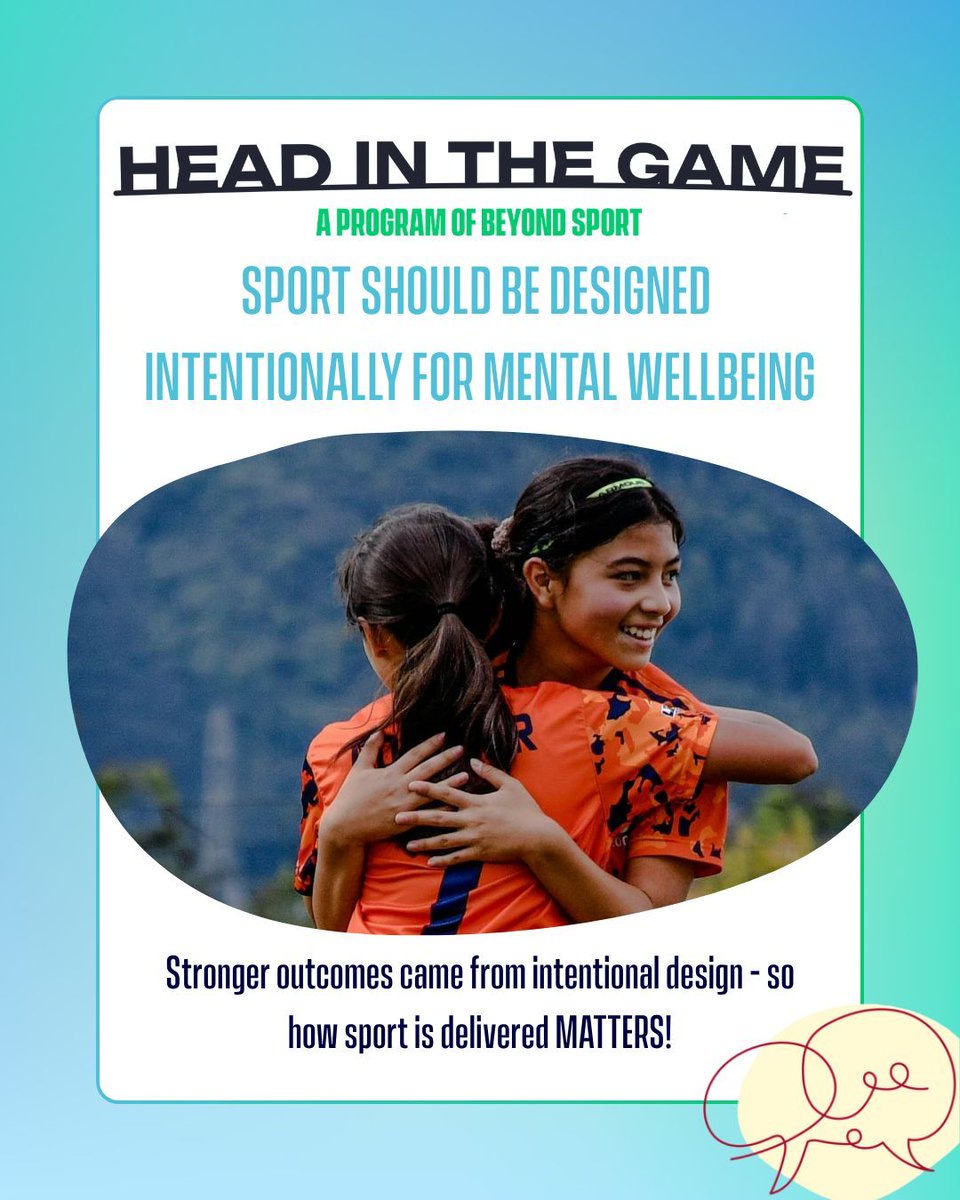 BeyondSport's tweet photo. As Mental Health Month wraps, one Head In The Game takeaway is clear:

Sport can support mental wellbeing when it’s designed with care.

From coaching to session structure, how sport is delivered matters.

#MentalHealthMonth https://t.co/PUn6B38ppk