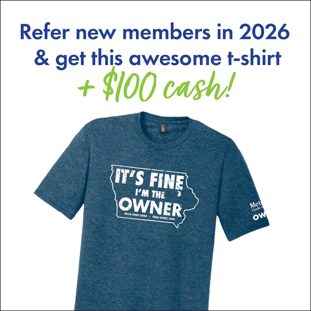 MetcoCU's tweet photo. 💙 Share the love of Metco Credit Union with your friends, family, &amp; coworkers—get rewarded! 

When they join, you’ll both receive an exclusive Metco tee 👕And the rewards don’t stop there:
💰 4 referrals = $100
💸 Every 5 after that = another $100

https://t.co/mnmYMVfmPB https://t.co/cBzYXS9Gab