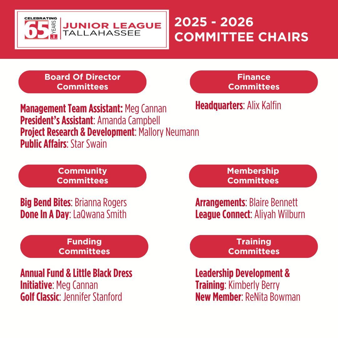 JLTally's tweet photo. A huge THANK YOU to our outgoing Board of Directors, Management Team, &amp;Committee Chairs. ❤️ 

Your leadership, service, &amp; dedication made an incredible impact this year and helped us continue serving the Tallahassee community.

We are so grateful for all you do ✨ https://t.co/4h3q744sjK