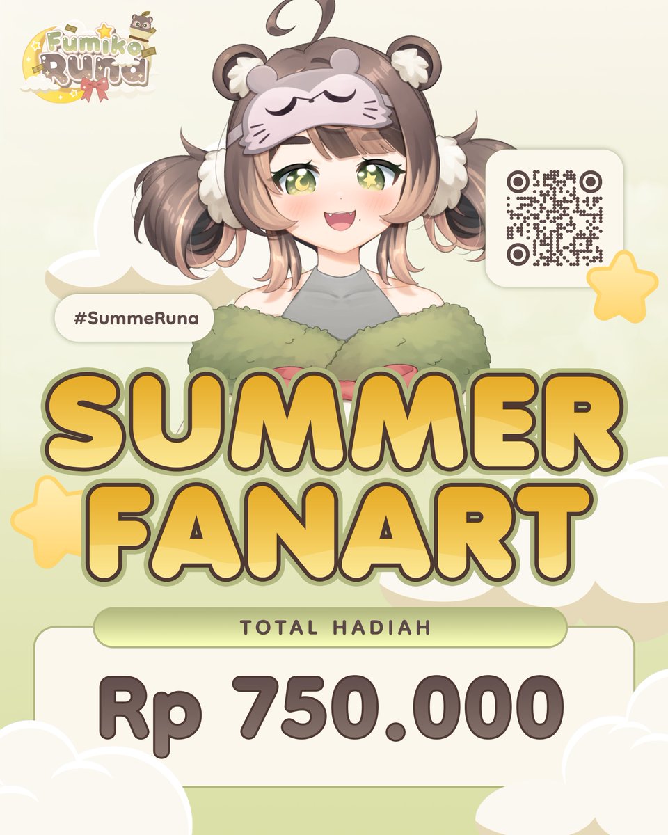 fumikoruna's tweet photo. ☀️RUNA SUMMER FANART EVENT☀️

Sambut musim panas dengan karya terbaikmu! 🌻
Ikuti event "Summer Fanart Runa" dan menangkan total hadiah uang tunai sebesar Rp 750.000!

⟢ Scan QR code pada gambar untuk link pengumpulan atau bisa dari link berikut.
⟢ GForm pengumpulan
https://t.co/2amFGidy6E
⟢ Syarat dan Ketentuan dapat dilihat di bawah
⟢ Jika ada Pertanyaan silahkan komen!

#SummeRuna #VtuberID #DTIYS #fanart ㅤ