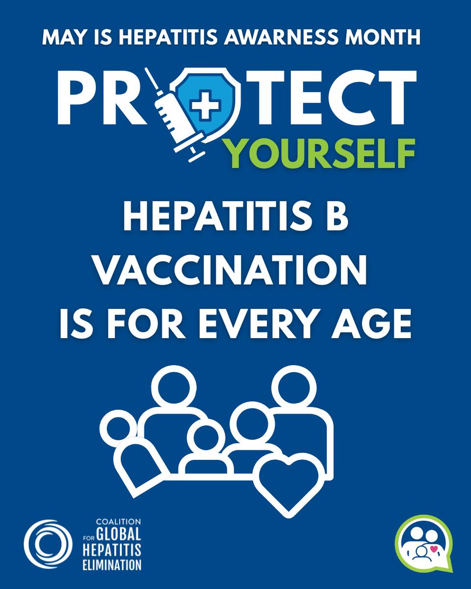 GlobalHep's tweet photo. Hepatitis B vaccination is for everyone.

This #HepatitisAwarenessMonth, learn how vaccination can help protect you and your loved ones from serious liver disease and liver cancer.

Explore resources from CGHE &amp; V4V:
🔗 https://t.co/Xa2Xop1o80
🔗 https://t.co/bevJURQc1I https://t.co/BCFWiZebZN