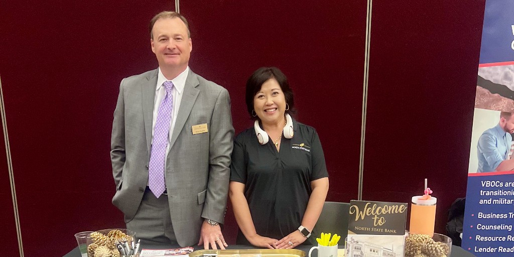 NorthStateBank's tweet photo. SBA Business Development Officer Dean Gooden and Commercial Banker Eva Kang joined the City of Raleigh’s Annual Legal Lift, a free, day-long event dedicated to supporting small business owners and aspiring entrepreneurs. https://t.co/dcHcyrl66X
