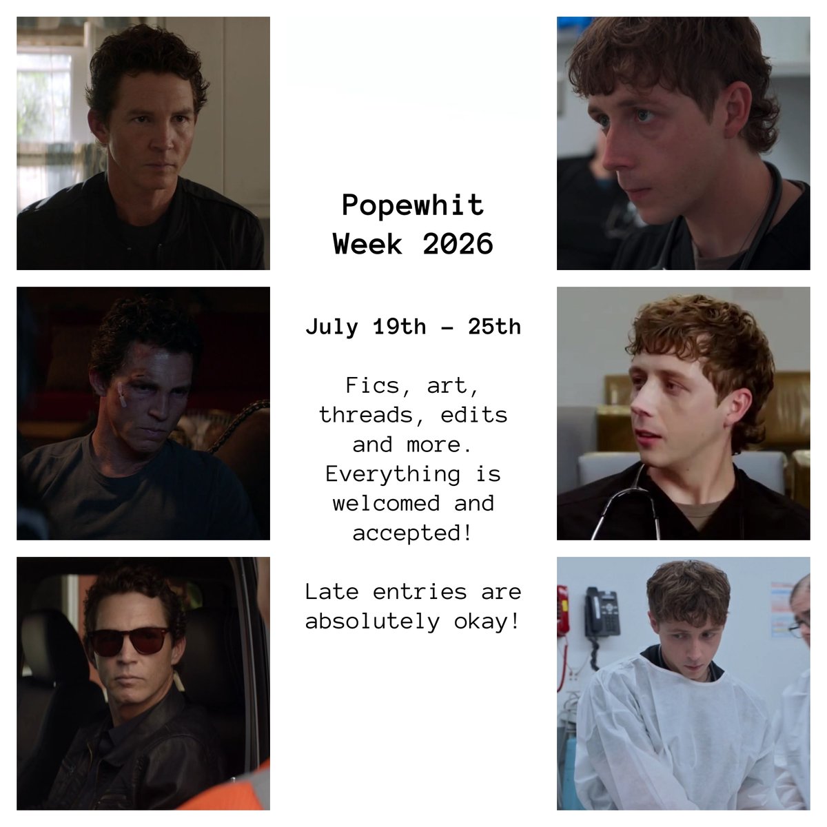huckleaddict's tweet photo. Hello everyone!! I'm super excited to announce I will be hosting a popewhitweek in July (19th-25th)!! All updates will be done through this account here @popewhitweek &amp; using the hashtag #popewhitweek. There is a set of both NSFW and SFW prompts that you can use however you like! https://t.co/VemSNz5Mgx