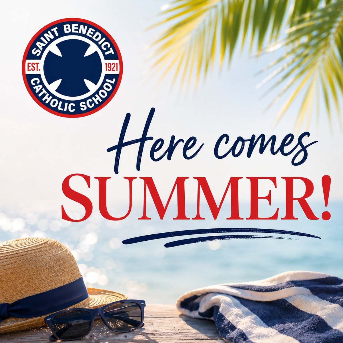 StBenedict1921's tweet photo. Summer hours… Tuesday-Thursday 9:00 AM -1:00 PM. Have a great summer break! https://t.co/s6f3QAbv92